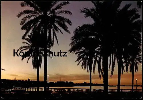 ÄLTERE POSTKARTE TRIPOLI PROMENADE ALONG THE SEA LIBYA LIBIA TRIPOLIS LIBYEN sunset Libiya postcard Ansichtskarte