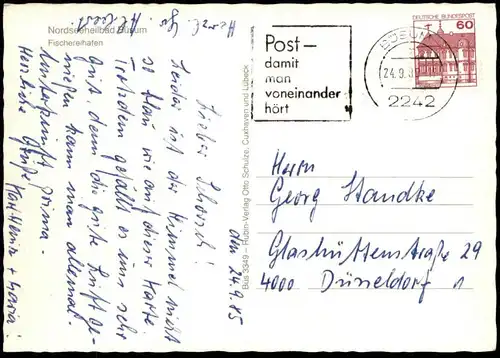 ÄLTERE POSTKARTE FISCHEREIHAFEN BÜSUM FISCHERBOOTE FISCHER fishing boat bateau de peche Ansichtskarte AK cpa postcard