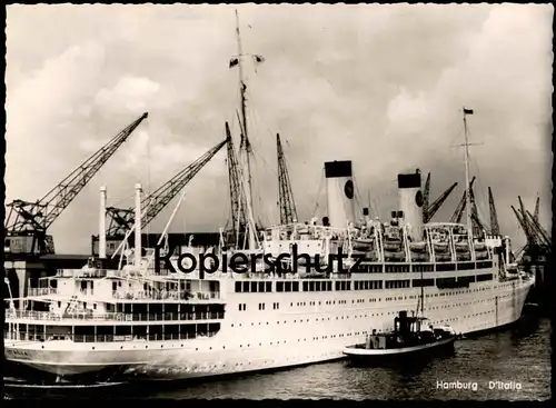 ÄLTERE POSTKARTE DAMPFER MS D' ITALIA IM HAMBURGER HAFEN SCHIFF Hamburg steam boat bateau Ansichtskarte AK cpa postcard