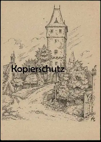 ALTE KÜNSTLER POSTKARTE DARMSTADT 1945 ERNST FAY BURG FRANKENSTEIN castle chateau Ansichtskarte cpa postcard AK