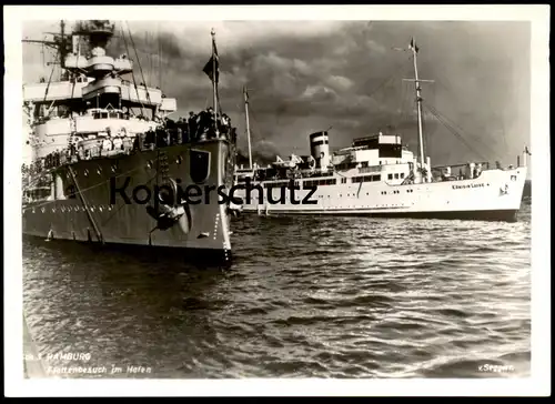 ALTE POSTKARTE HAMBURG FLOTTENBESUCH IM HAFEN KÖNIGIN LUISE HAPAG DAMPFER Schiffe Schiff ship Ansichtskarte postcard cpa