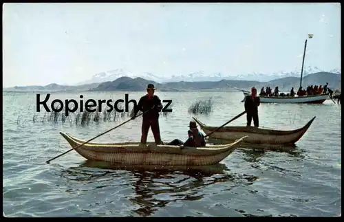 ALTE POSTKARTE PESCADORES LAGO TITICACA BOLIVIA FISHERMEN Fischer Schiff Boot ship boat bateau Bolivien postcard cpa AK