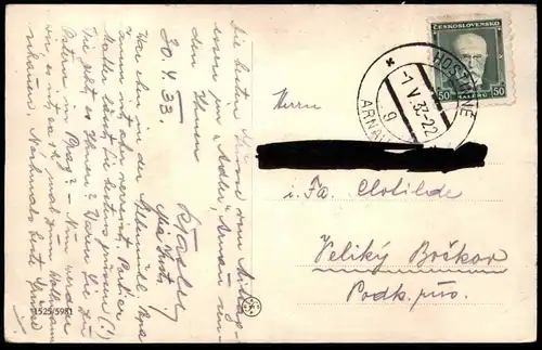 ALTE POSTKARTE ARNAU ELBE GESAMTANSICHT 1933 HOSTINNE Böhmen ceska republika czech republic