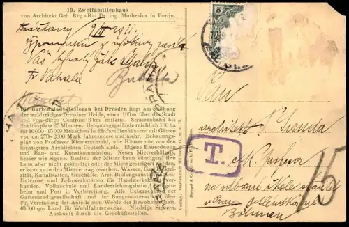 ALTE POSTKARTE DRESDEN GARTENSTADT HELLERAU ZWEIFAMILIENHAUS ARCHITEKT DR. MUTHESIUS BERLIN cpa Ansichtskarte postcard