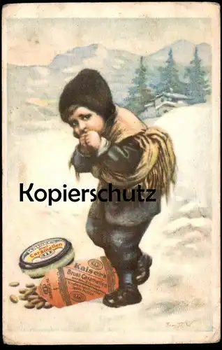 ALTE POSTKARTE JUNGE MIT BONBON KAISER'S BRUST CARAMELLEN MIT DEN 3 TANNEN KIND enfant boy child Ansichtskarte postcard