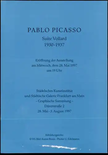 ÄLTERE KÜNSTLER KARTE PABLO PICASSO SUITE VOLLARD 1930 - 1937 AUSSTELLUNG 1997 FRANKFURT cpa postcard Ansichtskarte AK