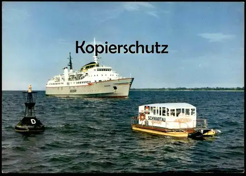ÄLTERE POSTKARTE TRAVEMÜNDE M.S. GEDSER BEIM EINLAUFEN IN DEN HAFEN SCHWARTAU BOOT FÄHRE FÄHREN  ferry Schiff ship cpa