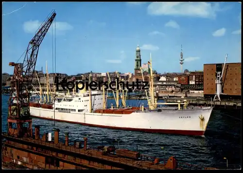 ÄLTERE POSTKARTE HAMBURG BLICK ÜBER DEN HAMBURGER HAFEN FRACHTSCHIFF CEYLON Schiff ship bateau Ansichtskarte AK postcard