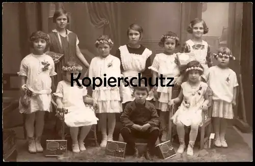 ALTE FOTO POSTKARTE MÄDCHEN HEILIGE KOMMUNION ATELIER ANTON STREIT WIEN 1927 child enfant girl communion photo postcard