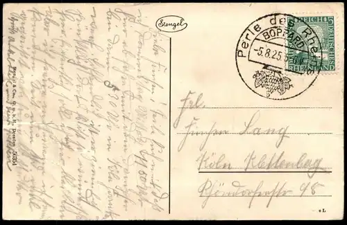 ALTE POSTKARTE BOPPARD TOTALANSICHT PANORAMA GESAMTANSICHT BAHNSTRECKE FABRIK 1925 Ansichtskarte cpa postcard AK