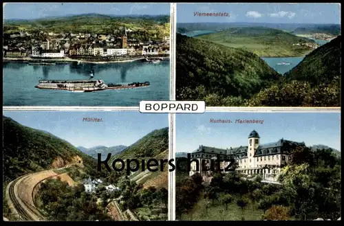 ALTE POSTKARTE BOPPARD 1926 VIERSEENPLATZ KURHAUS MARIENBERG MÜHLTAL BAHNSTRECKE Ansichtskarte cpa postcard AK