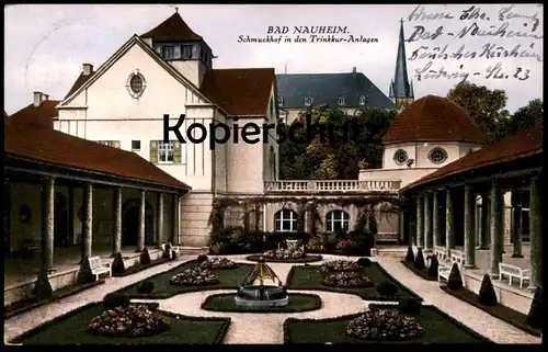 ALTE POSTKARTE BAD NAUHEIM SCHMUCKHOF IN DEN TRINKKUR-ANLAGEN 1921 Brunnen cpa postcard AK Ansichtskarte