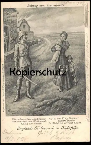 ALTE POSTKARTE BEITRAG ZUM BURENFONDS ENGLANDS KULTURWERK SÜDAFRIKA BOERE Burenkrieg Buren Ansichtskarten postcard cpa