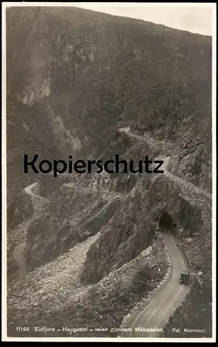 ALTE POSTKARTE EIDFJORD HAUGASTOL VEIEN GJENNEM MABODALEN NORGE Fjord Norwegen norway Norvege postcard cpa Ansichtskarte