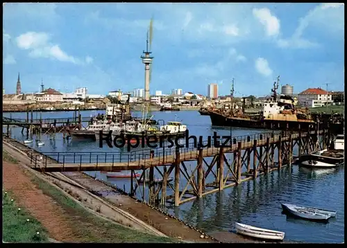 ZWEI ÄLTERE POSTKARTEN BREMERHAVEN GEESTEMÜNDUNG RADARTURM & STADTMITTE GEESTEMOLE Ansichtskarte cpa AK