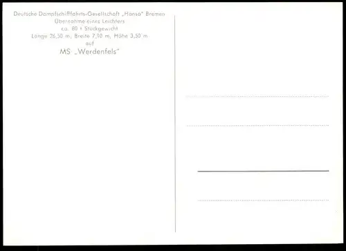 ÄLTERE POSTKARTE FRACHTSCHIFF MS WERDENFELS DEUTSCHE DAMPFSCHIFFFAHRTS-GESELLSCHAFT HANSA Schiff cargo ship postcard AK