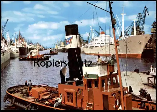 ÄLTERE POSTKARTE BREMEN ÜBERSEEHAFEN CAP NORTE SCHLEPPER Hafen harbour port Frachschiff cargo ship postcard