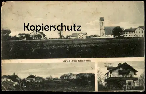 ALTE POSTKARTE GRUSS AUS SURHEIM WALLNERS BÄCKEREI Saaldorf-Surheim bei Freilassing Bakery Boulangerie Bäcker postcard