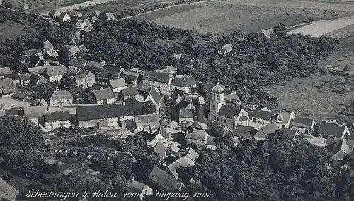 ALTE POSTKARTE SCHECHINGEN BEI AALEN VOM FLUGZEUG AUS Fliegeraufnahme Luftbild AK Ansichtskarte postcard cpa