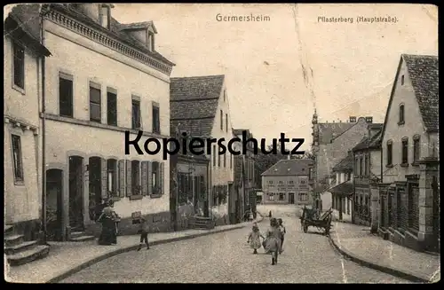 ALTE POSTKARTE GERMERSHEIM PFLASTERBERG HAUPTSTRASSE FUHRWERK KINDER cpa postcard AK Ansichtskarte