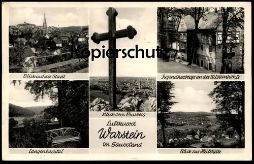 ÄLTERE POSTKARTE LUFTKURORT WARSTEIN SAUERLAND BLICK VOM PIUSBERG LANGENBACHTAL HEILSTÄTTE Ansichtskarte cpa postcard
