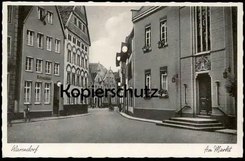 ALTE POSTKARTE WARENDORF AM MARKT RATSSCHÄNKE 1941 BEFLAGGUNG AK Ansichtskarte cpa postcard