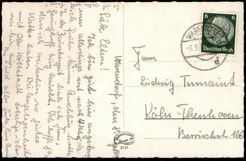 ALTE POSTKARTE WARENDORF AM MARKT RATSSCHÄNKE 1941 BEFLAGGUNG AK Ansichtskarte cpa postcard