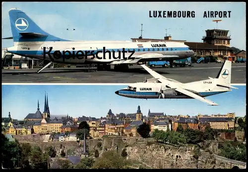 ÄLTERE POSTKARTE AIRPORT LUXEMBOURG LUXAIR Luxemburg Flughafen Aeroport Aéroport Avion Airline Plane cpa postcard AK