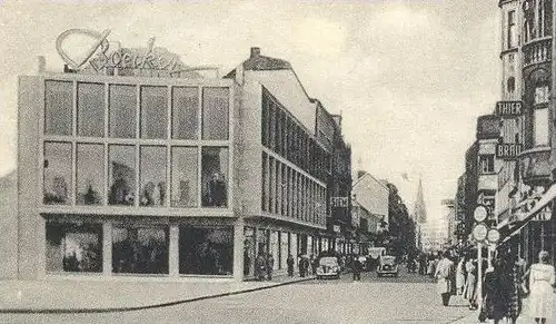 ÄLTERE POSTKARTE GELSENKIRCHEN BAHNHOFSTRASSE HAUPTBAHNHOF HANS-SACHS-HAUS Thier-Bräu Boecker Tram Tramway Post cpa AK
