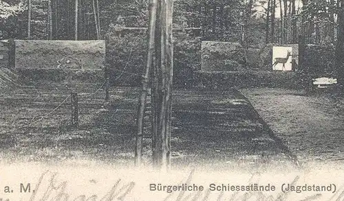 ALTE POSTKARTE FRANKFURT NIEDERRAD BÜRGERLICHE SCHIESSSTÄNDE JAGDSTAND Schiessstand gun range stand tir Reh Hirsch Deer