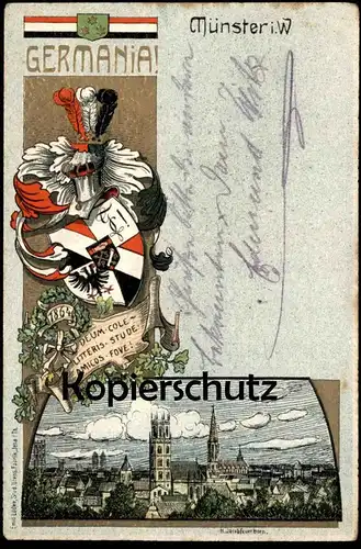 ALTE POSTKARTE MÜNSTER KStV GERMANIA DEUM LITTERIS Studentika Studentica Societe d'etudiant Student Society Couleurkarte