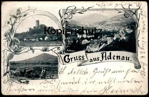 ALTE POSTKARTE GRUSS AUS ADENAU NÜRBURG HOHE ACHT TOTALANSICHT Total Panorama Gesamtansicht Eifel postcard Ansichtskarte