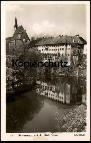 ALTE POSTKARTE KRUMMAU MOLDAU HOTEL ROSE FOTO WOLF CESKY KRUMLOV VLTAVA FELDPOST 1943 Ceska Czech Republic Tschechien