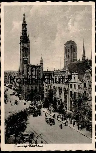 ALTE POSTKARTE DANZIG RATHAUS 1940 Langer Markt Giebel Schriftzug New York Gdansk Polska Poland postcard Ansichtskarte
