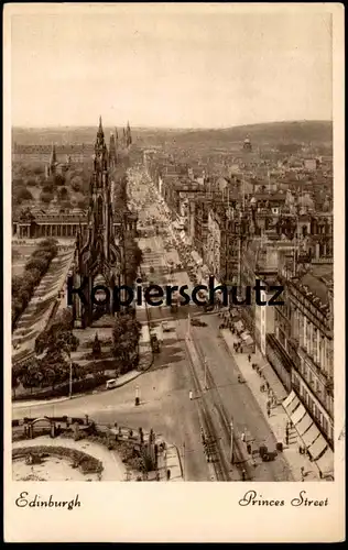 ALTE POSTKARTE EDINBURGH PRINCES STREET VIEWED FROM SCOTT MONUMENT Bird View Scotland Tram Tramway Straßenbahn postcard