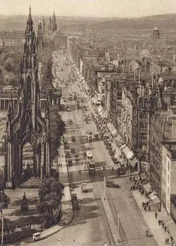 ALTE POSTKARTE EDINBURGH PRINCES STREET VIEWED FROM SCOTT MONUMENT Bird View Scotland Tram Tramway Straßenbahn postcard