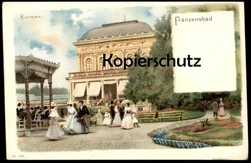 ALTE LITHO POSTKARTE FRANZENSBAD KURSAAL Hut Hat Chapeau Frantiskovy Lazne Ceska Czech Republic postcard Ansichtskarte