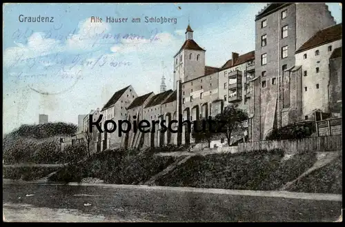 ALTE POSTKARTE GRAUDENZ ALTE HÄUSER AM SCHLOSSBERG 1915 Feldpost Grudziadz Polska Poland Polen Pommern AK cpa postcard