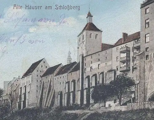 ALTE POSTKARTE GRAUDENZ ALTE HÄUSER AM SCHLOSSBERG 1915 Feldpost Grudziadz Polska Poland Polen Pommern AK cpa postcard