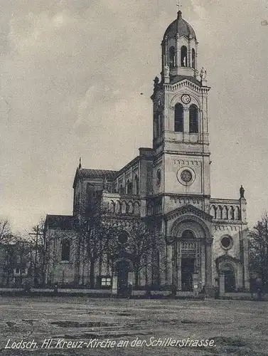 ALTE POSTKARTE LODSCH HL. KREUZ-KIRCHE AN DER SCHILLERSTRASSE 21.05.1940 LITZMANNSTADT LODZ Polska Poland Polen cpa AK