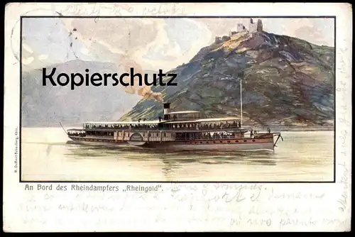 ALTE POSTKARTE AN BORD DAMPFER RHEINGOLD KÖLN DÜSSELDORFER RHEIN DAMPFSCHIFFAHRT Schiff Steam Ship bateau à vapeur