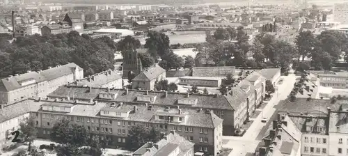 ÄLTERE POSTKARTE NEUBRANDENBURG Hochhaus Karl-Marx-Platz Blick auf die Stadt Stamp Stempel 25 Jahre Handelsflotte DDR AK