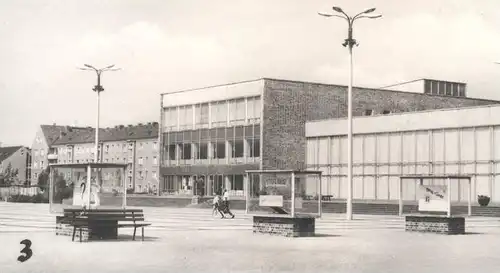 ÄLTERE POSTKARTE NEUBRANDENBURG Hochhaus Karl-Marx-Platz Blick auf die Stadt Stamp Stempel 25 Jahre Handelsflotte DDR AK