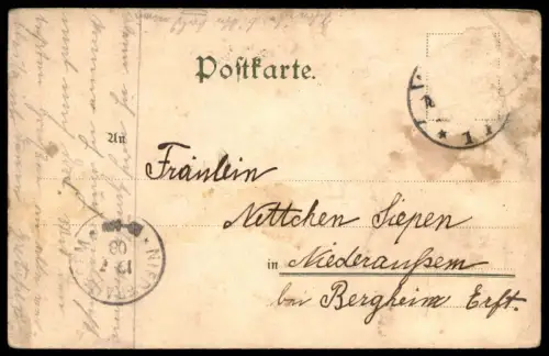 ALTE LITHO POSTKARTE GRUSS AUS DEM VOLKSGARTEN ZU MÖNCHENGLADBACH M.GLADBACH cpa postcard AK Ansichtskarte