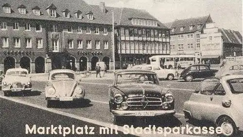 ÄLTERE POSTKARTE HAMM BMW ISETTA VW KÄFER WESTENTOR JAHN-FREIBAD AHSEGRUND OBERLANDESGERICHT BÄRENBRUNNEN cpa postcard