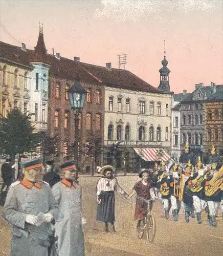 ALTE POSTKARTE DÜREN ALS GARNISONSTADT AN DER HAUPTWACHE Musikkapelle Militär military Soldat soldier Uniform Garnison