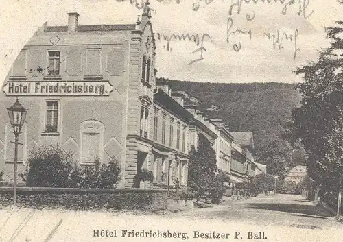 ALTE POSTKARTE GRUSS AUS SAYN HOTEL FRIEDRICHSBERG BESITZER P. BALL 1901 Bendorf Koblenz Passepartout cpa postcard AK