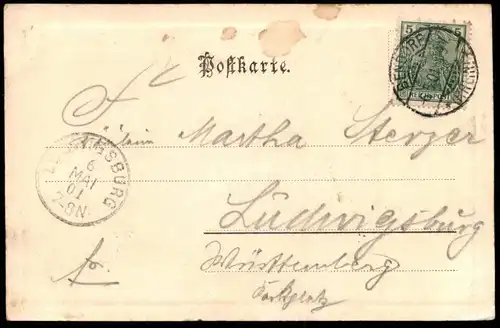 ALTE POSTKARTE GRUSS AUS SAYN HOTEL FRIEDRICHSBERG BESITZER P. BALL 1901 Bendorf Koblenz Passepartout cpa postcard AK