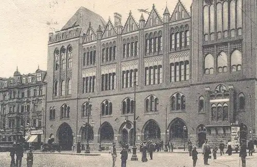 ALTE POSTKARTE KÖNIGSBERG KALININGRAD KROLEWIEC GESEKUS-PLATZ MIT DEM NEUEM POSTGEBÄUDE Koenigsberg Polska Polen Poland