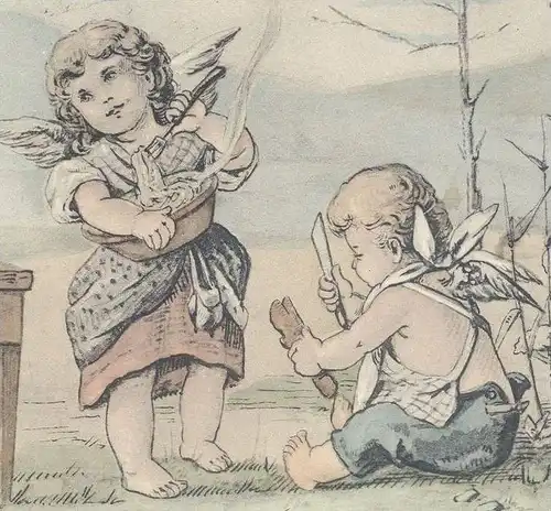 ALTE POSTKARTE MÜNSTER PRINZIPALMARKT 1904 SPIELENDE ENGEL KINDER Putten ange angel cpa postcard AK Ansichtskarte